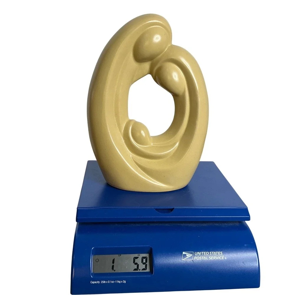 Abstract Ceramic Family Sculpture Mustard Yellow Modern Art 10